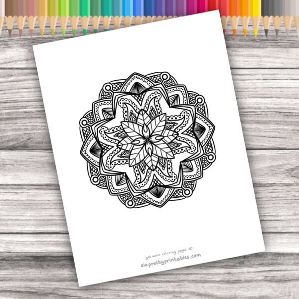 Leaf Mandala Coloring Page