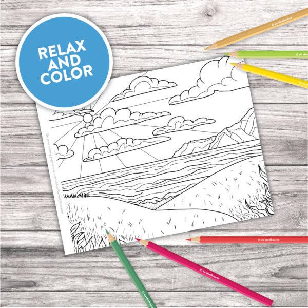 Scenic Landscapes Printable Adult Coloring Pages - Image 3