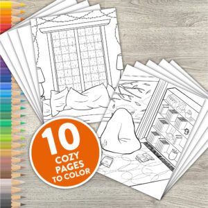Cozy Rooms Coloring Pages | Printable Comfy Cozy Space Adult Coloring Pages