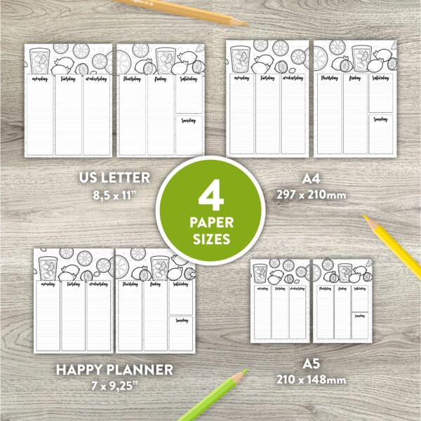 Printable Weekly Coloring Planner Insert | Bullet Journal, Happy Planner, Ring Bound Planner Insert | Undated Weekly Coloring Pages - Image 5