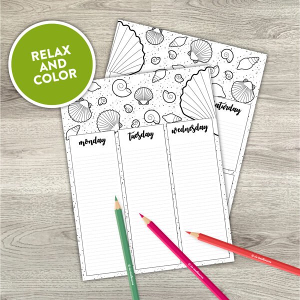 Printable Weekly Coloring Planner Insert | Bullet Journal, Happy Planner, Ring Bound Planner Insert | Undated Weekly Coloring Pages - Image 7