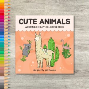 Cute Animals: Adorable Easy Coloring Book